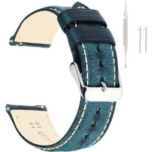 Vintage Leather Watch Band EACHE Watch Strap Oil Wax/Discolored Litchi Grain